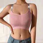 Pink Ribbed Push up Bra
